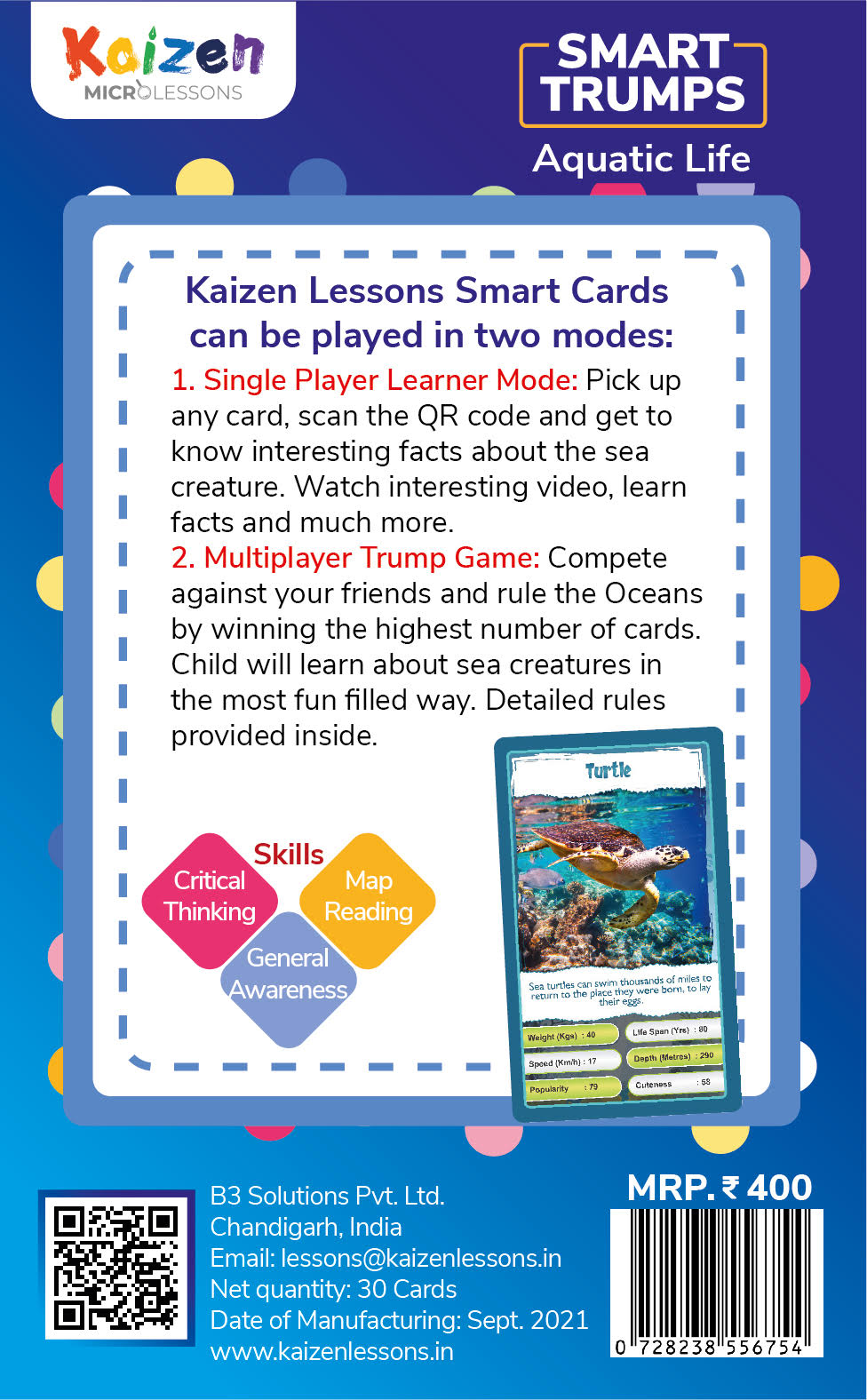 Kaizen MicroLessons Aquatic Life Trump Card Game