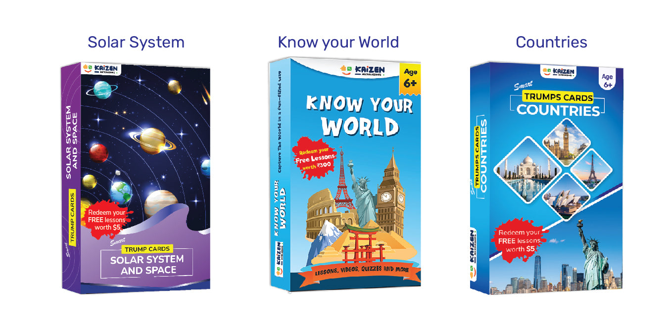 Kaizen MicroLessons Trump Cards Combo - Geography for Kids for Age 6-13. Learn While Playing