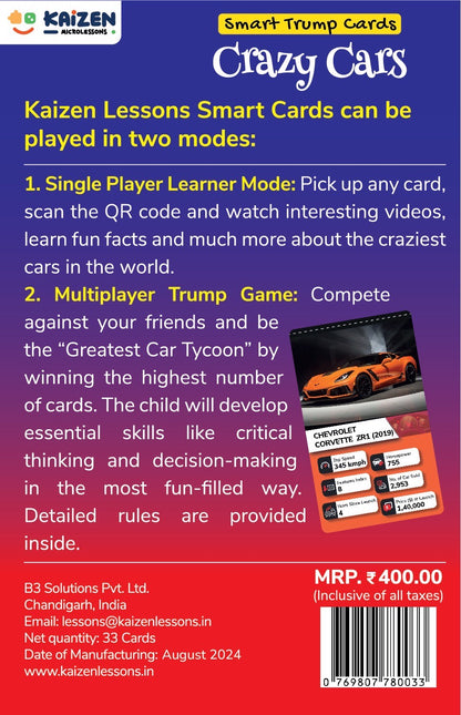 Kaizen MicroLessons Cars and Dinosaurs Trump Card Game Combo