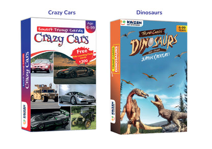 Kaizen MicroLessons Cars and Dinosaurs Trump Card Game Combo