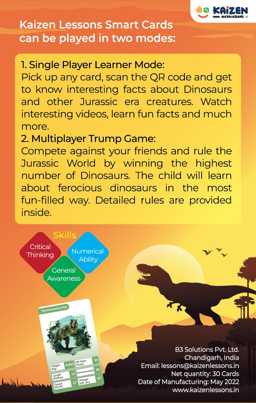 Kaizen MicroLessons Cars and Dinosaurs Trump Card Game Combo
