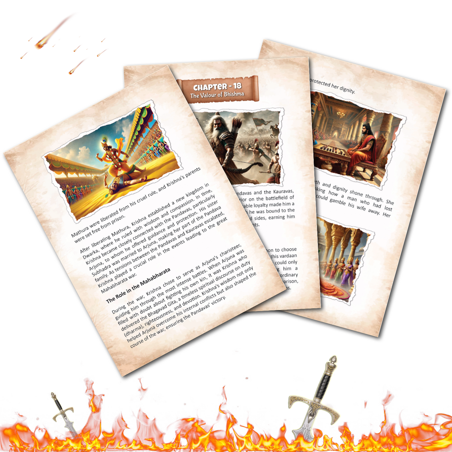 Kaizen MicroLessons 2 in 1 Mahabharat Combo Pack for Kids – Illustrated Storybook + Educational Trump Cards for 6-12 year kids